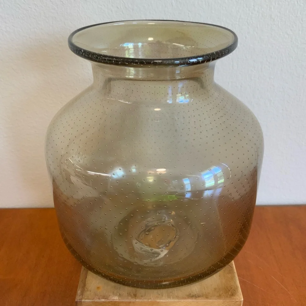 Vintage Hand Blown Art Glass Jug | Murano-Style Bullicante Vase
